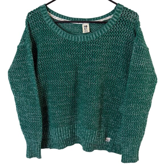 Roxy Norchester Woven Knit Sweater Green Women's Size Small Long-Sleeve Pullover - Picture 1 of 11